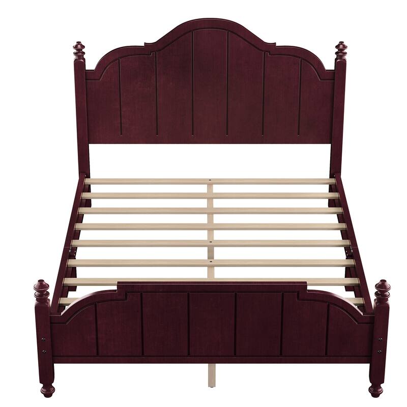 Queen Platform Bed Frame with Vintage Headboard
