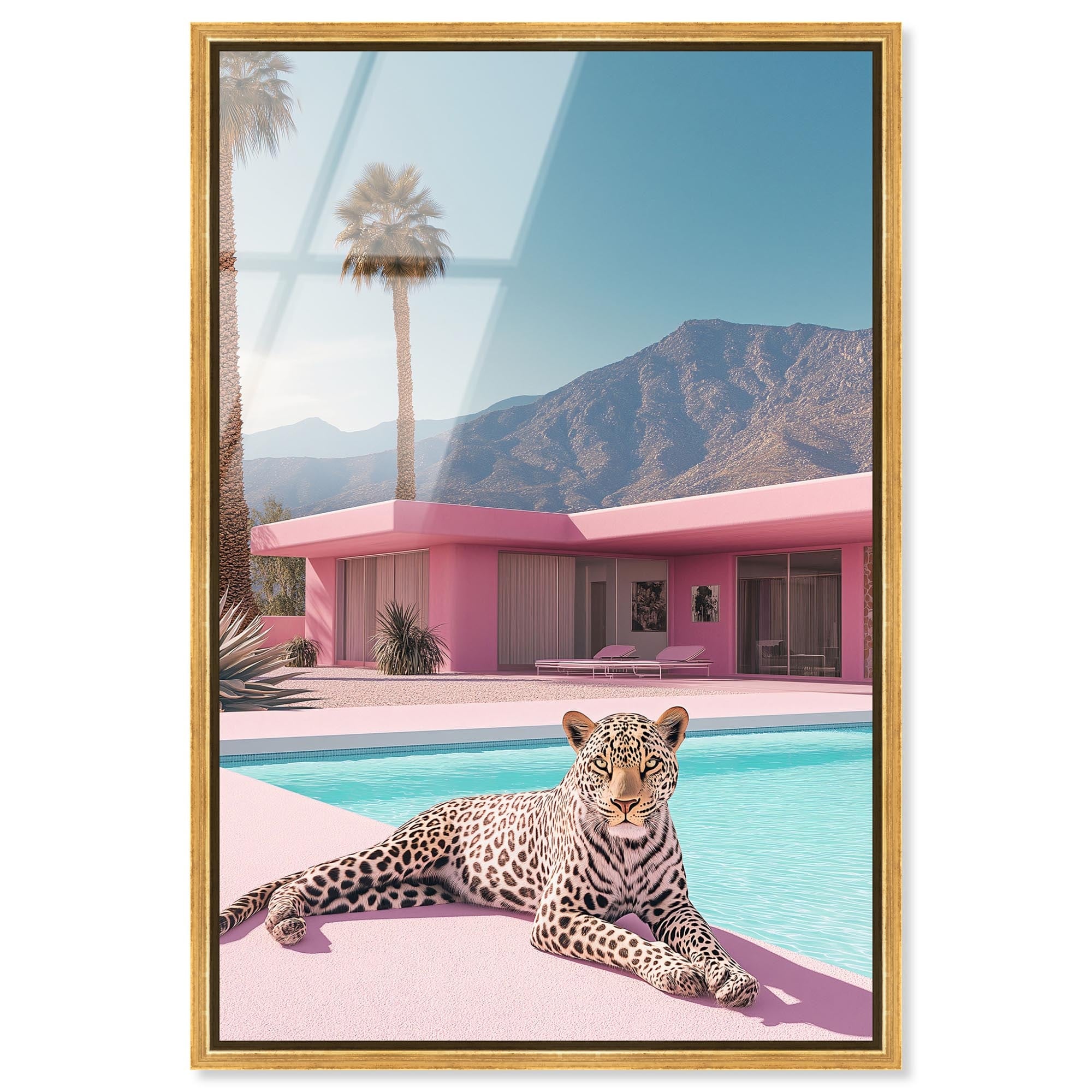 Leopard Pink House Modern Tiger Framed Acrylic Wall Art by Art Remedy
