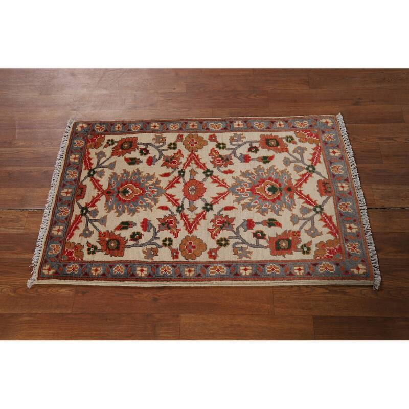 All-Over Floral Kazak Oriental Foyer Rug Handmade Wool Carpet - 2'0" x 3'0"