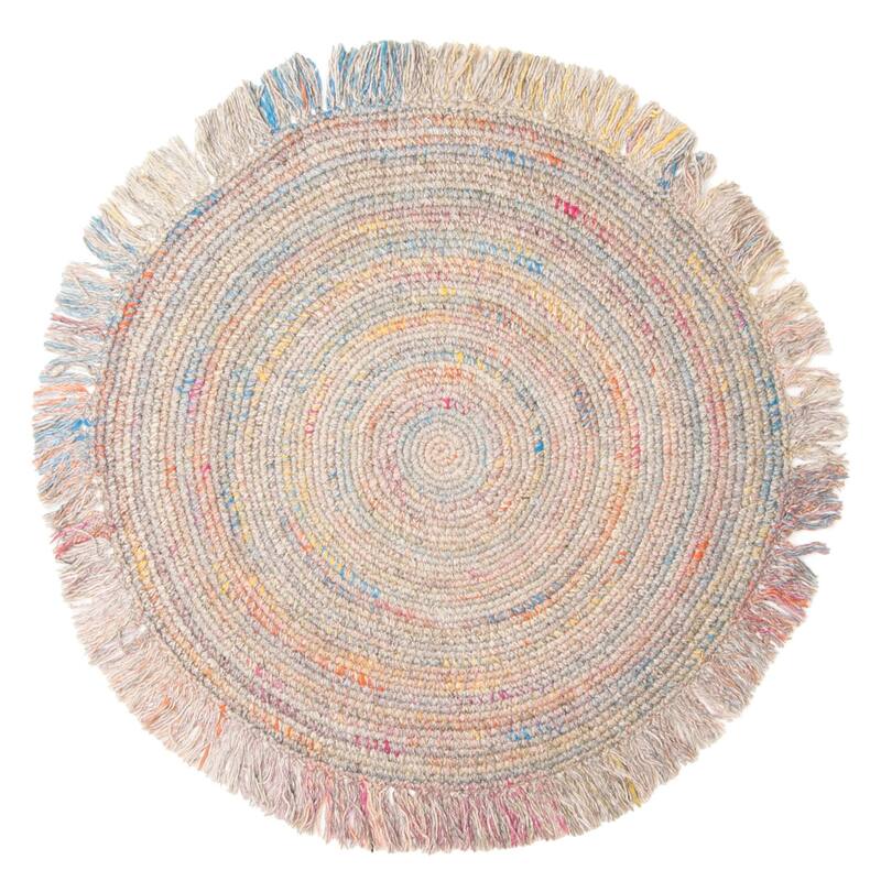 ECARPETGALLERY Braid weave Sienna Grey Wool Rug - 3'3 x 3'3