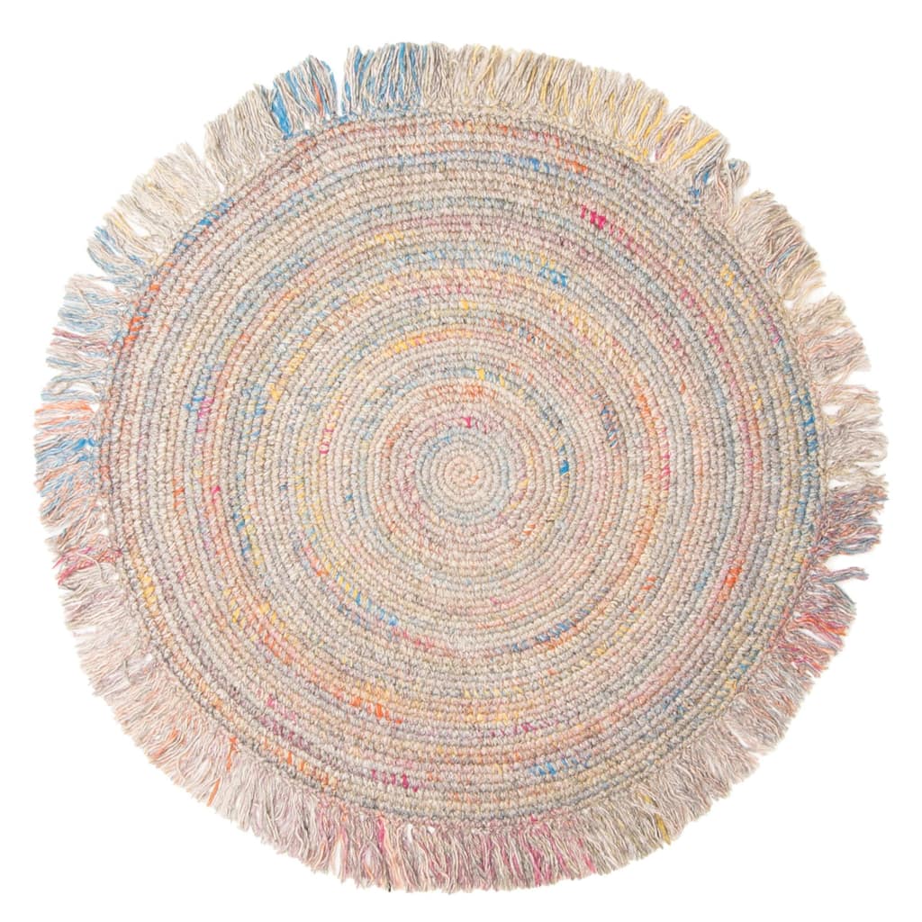 ECARPETGALLERY Braid weave Sienna Grey Wool Rug - 3'3 x 3'3