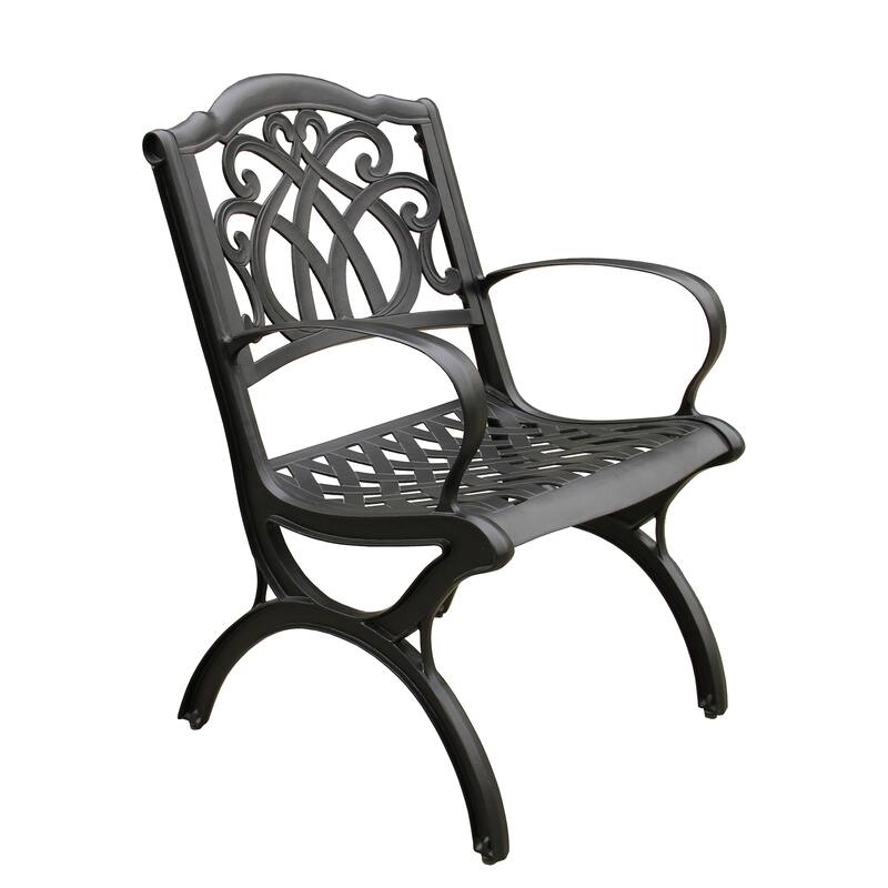 Modern Ornate Outdoor Mesh Aluminum 59-in Large Round Patio Dining Set with Lazy Susan and Six Chairs - N/A