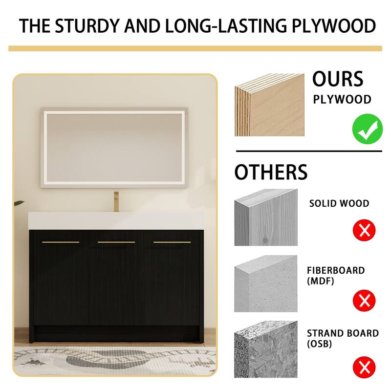 Malwee 24"/30"/36"/48" Bathroom Vanity with Sink, FreeStanding Vanity with Soft Close Doors and adjustable shelf