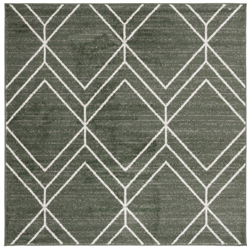 SAFAVIEH Adirondack Juvelina Modern Geometric Rug - 8' Square - Dark Green/Ivory