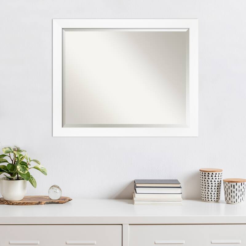 Beveled Wall Mirror - Cabinet White Narrow Frame - Cabinet White Narrow