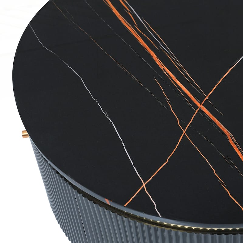 Modern Round Coffee Table with 2 large Drawers