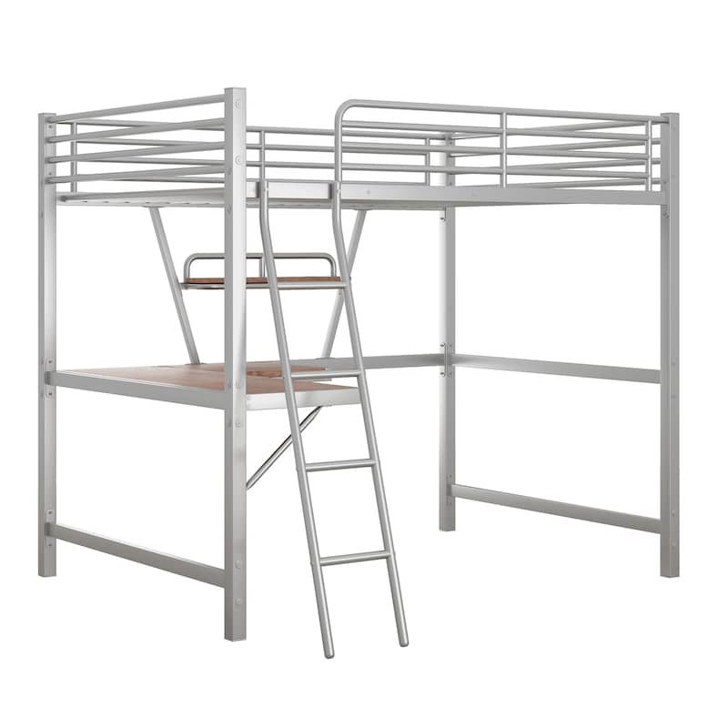 Loft Metal&MDF Bed with Desk and Shelf
