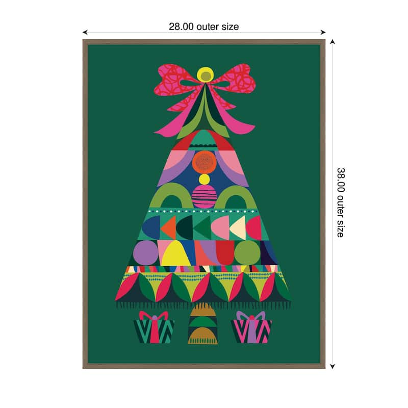 Kate and Laurel Framed Canvas Geometric Christmas Tree by Rachel Lee