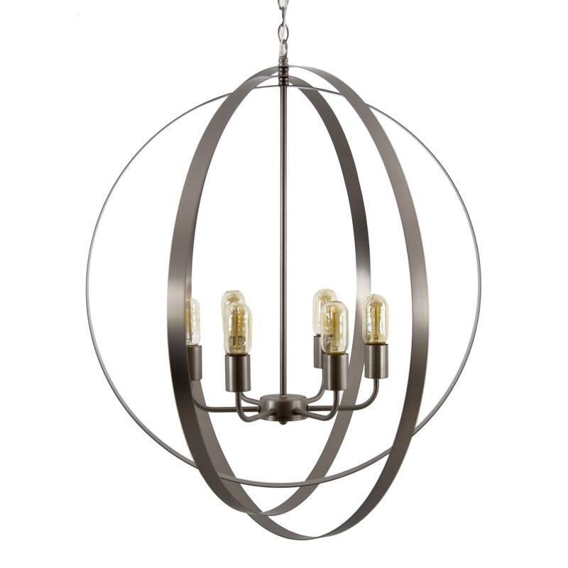 Tira 6-Light Orb Chandelier in Satin Nickel Finish - 29.9 x 29.1 x 27.7