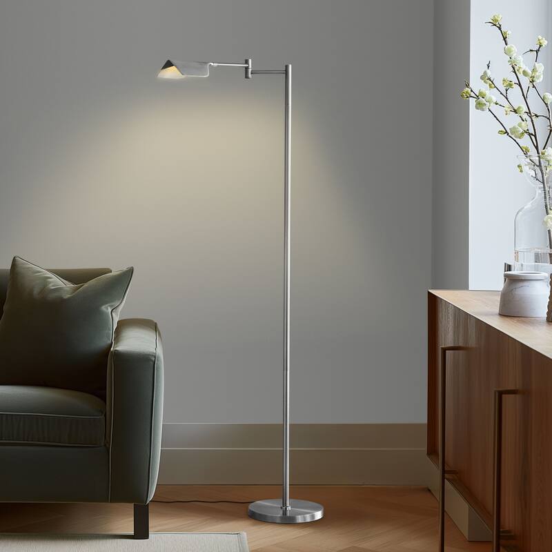 Brightech Leaf 53 in. Industrial 3-Way Dimming LED Floor Lamp with Brass Metal Empire Shade