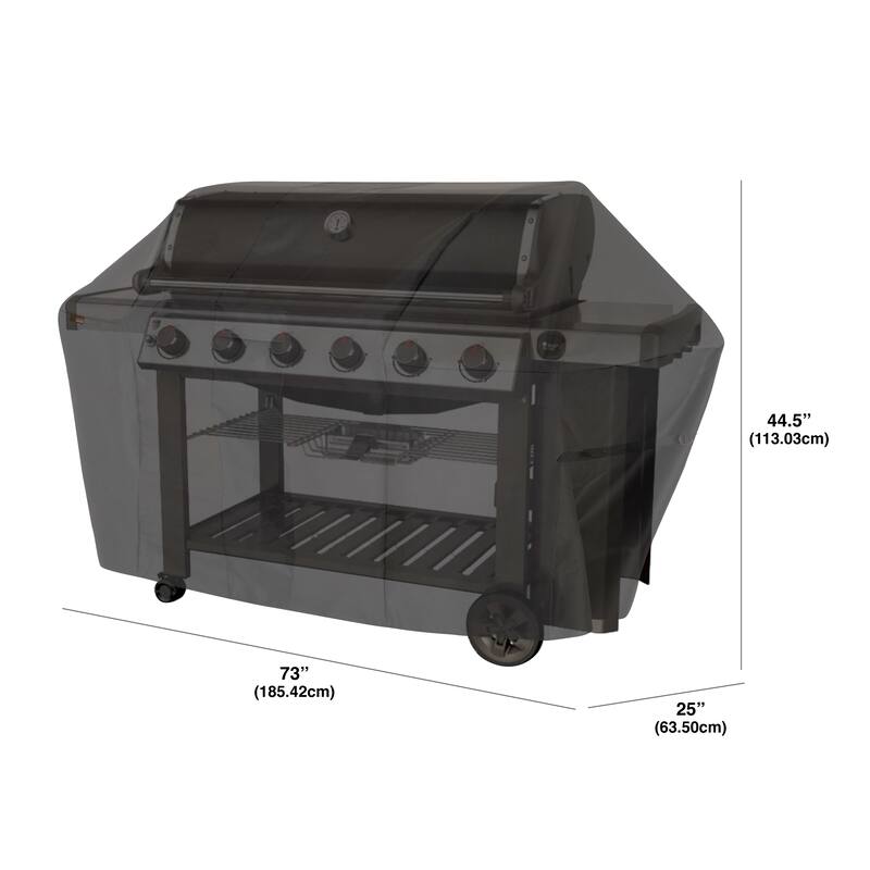 Modern Leisure Monterey Outdoor Patio 5-6 Burner Propane Bbq Grill Cover, 73" W x 25" D x 44.5" H, Black