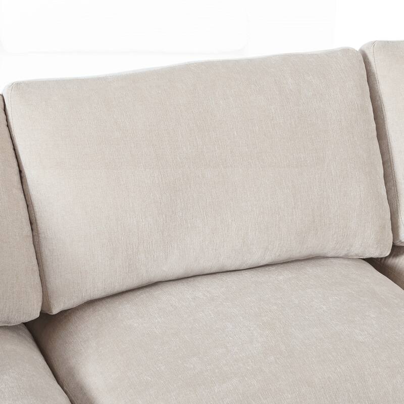 3-Piece Sectional Sofa with Curved Chaise and 3 Throw Pillows - Perfect for Living Rooms, Offices