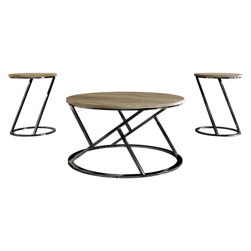 CraftPorch Elegance 3- Pieces Coffee Table Set - Brown Oak - 7'6" x 10'9" - Wood