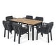 preview thumbnail 2 of 18, Christopher Knight Home - Avalon 7-Piece Outdoor Dining Set in Acacia Wood with Grey Aluminum Chairs and Cushions