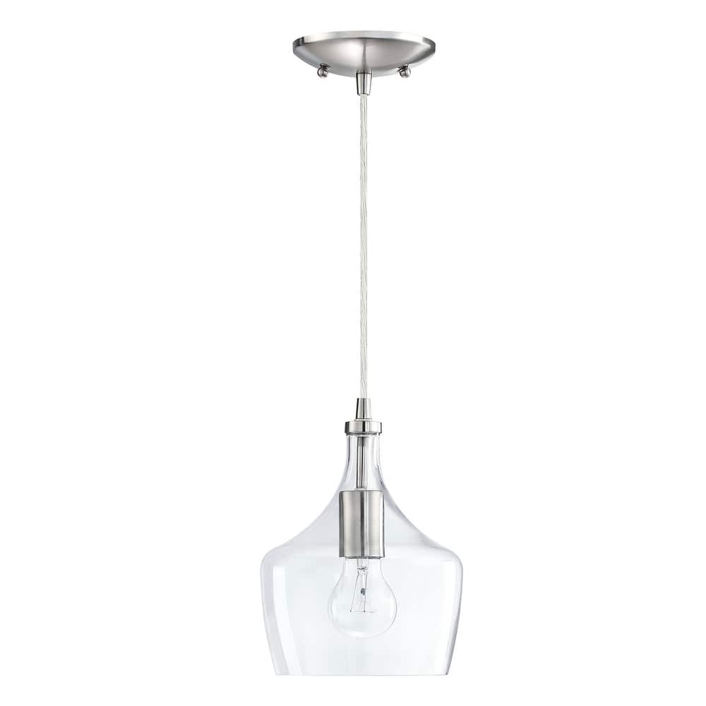 1-Light Kitchen Island Teardrop Clear Glass Pendant（1 or 3-pack can be chosen)