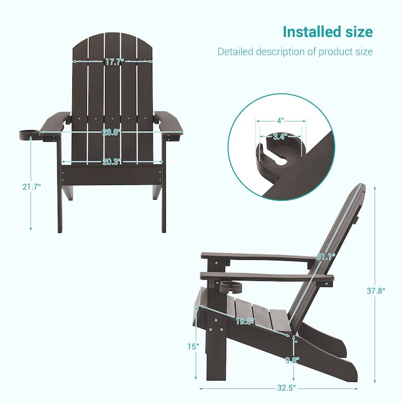 Bonosuki 2pcs Patio Adirondack Chair with Big Armrests Fire Pit Chair