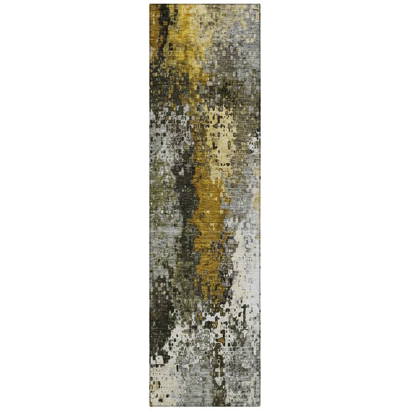 Machine Washable Indoor/ Outdoor Contemporary Abstract Chantille Rug