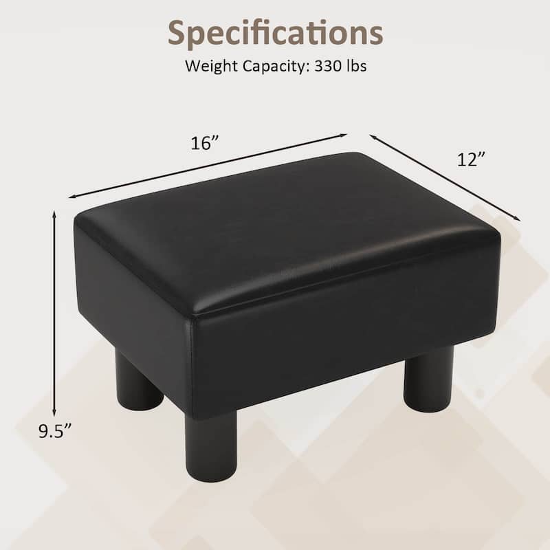 Costway Small Ottoman Footrest PU Leather Footstool Rectangular Seat