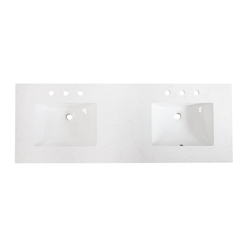35'' H Solid Wood Bath Vanity with Stain-resistant Carrera White Quartz Top and Double Sink