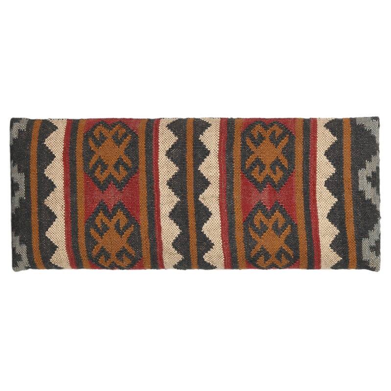 HERAT ORIENTAL Handmade Kilim Upholstered Wooden Storage Bench - 30" W x 12.5" L x 16" H