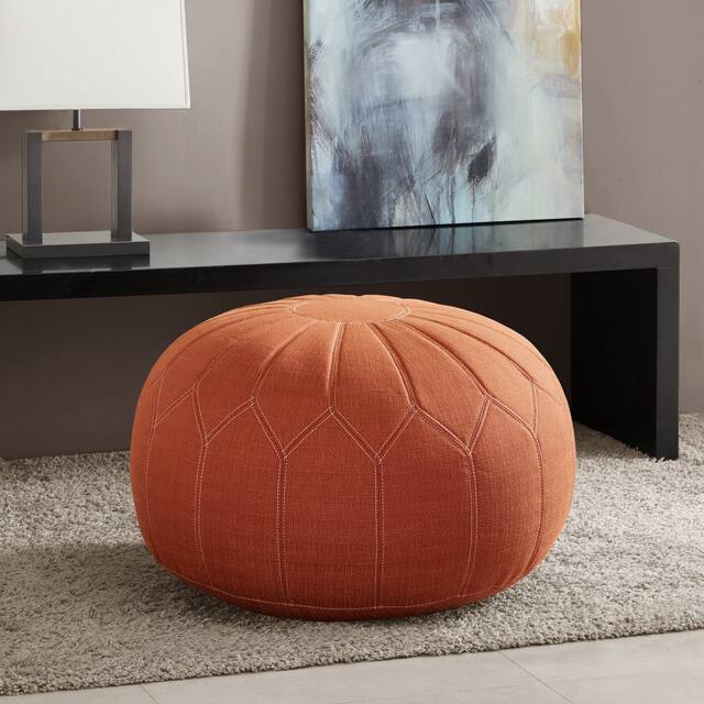 Madison Park Taylor Round Pouf Ottoman - Orange