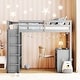preview thumbnail 11 of 18, Twin Size Loft Bed with Ladder, Shelves, Solid Wood Loft Bed Frame with 4-Drawers Desk, Box Spring No Required Grey