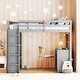 preview thumbnail 2 of 20, Twin Size Wood Loft Bed with Ladder, Shelves, and Desk