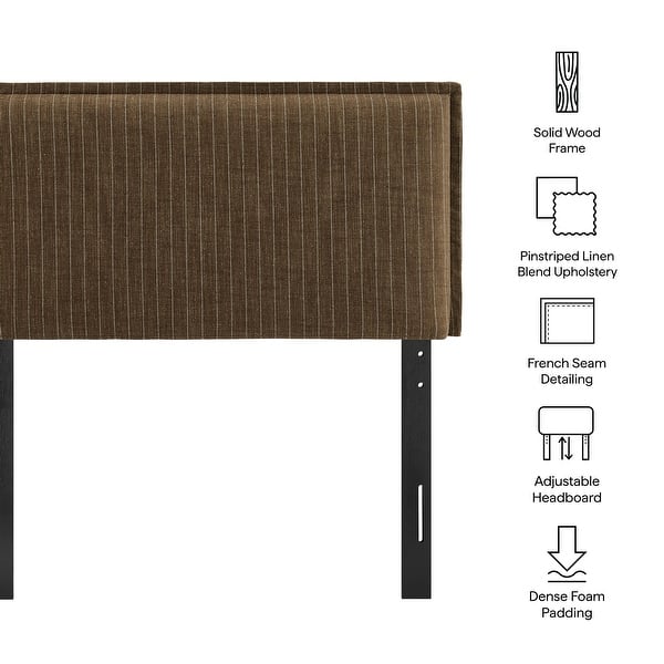 dimension image slide 17 of 18, Camille Upholstered Striped Linen Blend Headboard