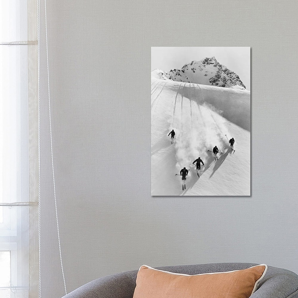iCanvas "1920s-30s Five Anonymous Men Skiing Down Snow Covered Alps Switzerland" by Vintage Images Canvas Print