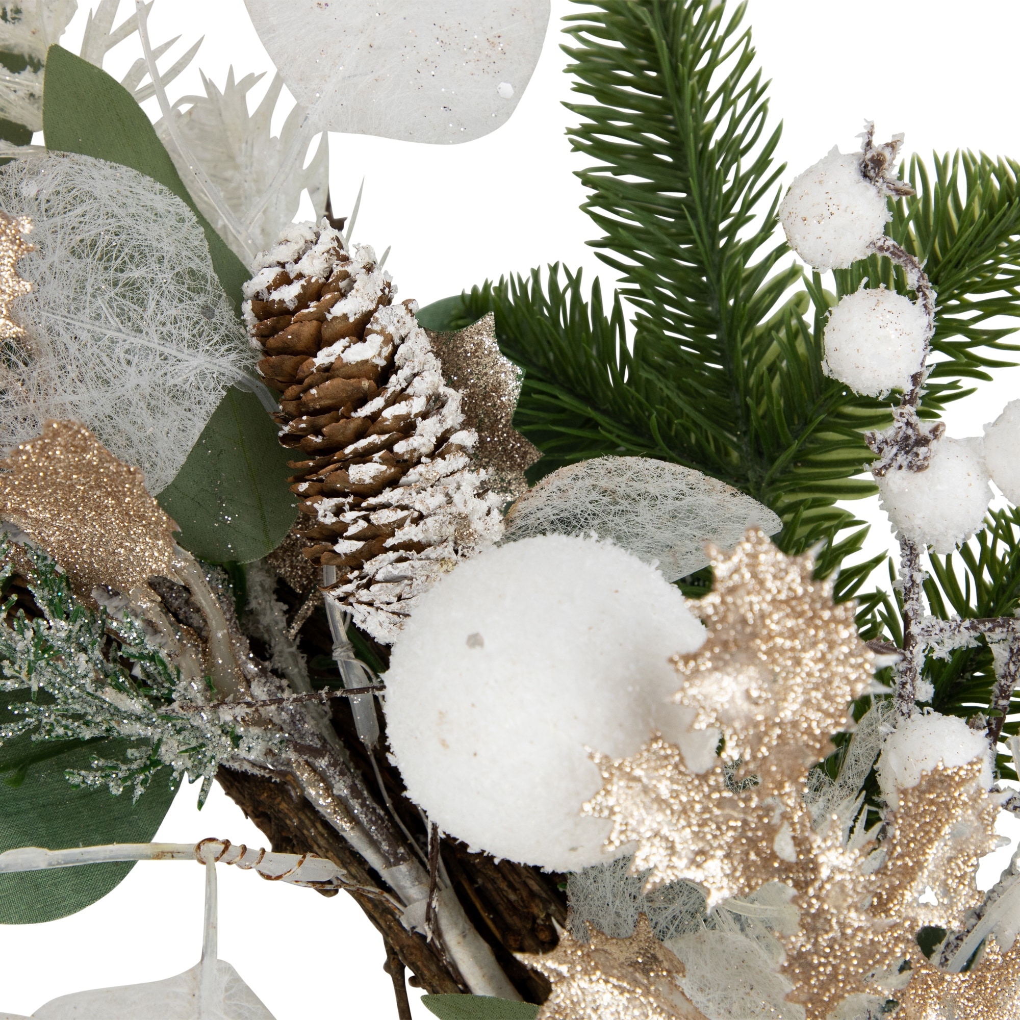 Sage Green and White Artificial Christmas Wreath 24-Inch Unlit
