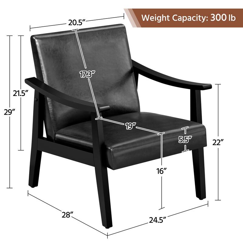 Yaheetech Upholstered Accent Chair Boucle Armchair with Solid Wood Legs - 24.5" L × 28" W × 29" H