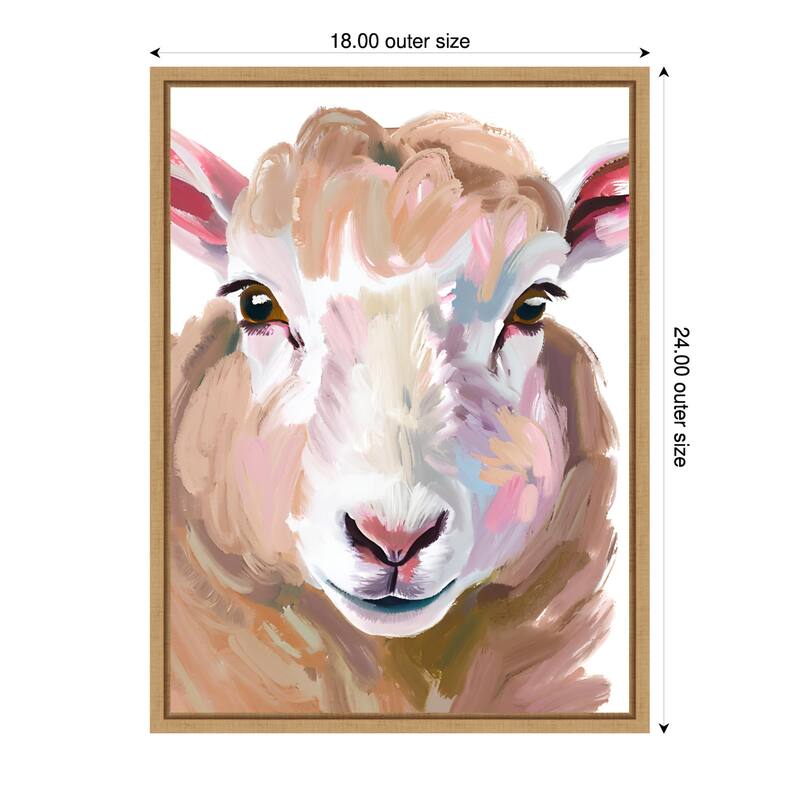 Schaf Sheep by Ohkimiko Framed Canvas Wall Art - 18 x 24 in