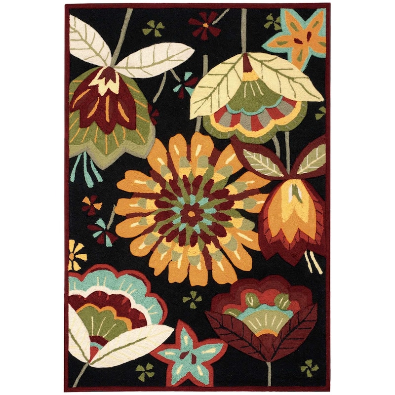 Nourison Fantasy Abstract Wildflower Floral Area Rug - 8' x 10'6" - Black