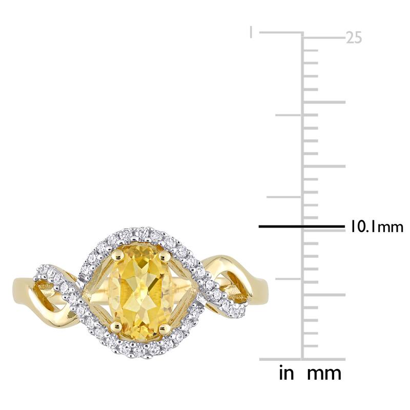 Miadora 10k Yellow Gold Citrine and 1/6ct TDW Diamond Halo Infinity Ring