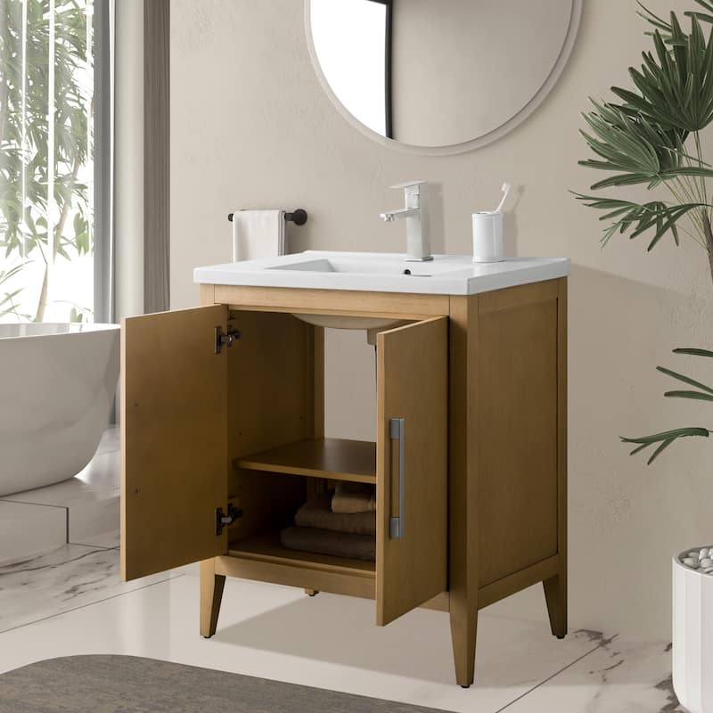 Vanity Art 20" or 24" or 30" Single Sink Bathroom Vanity Cabinet with Ceramic Top