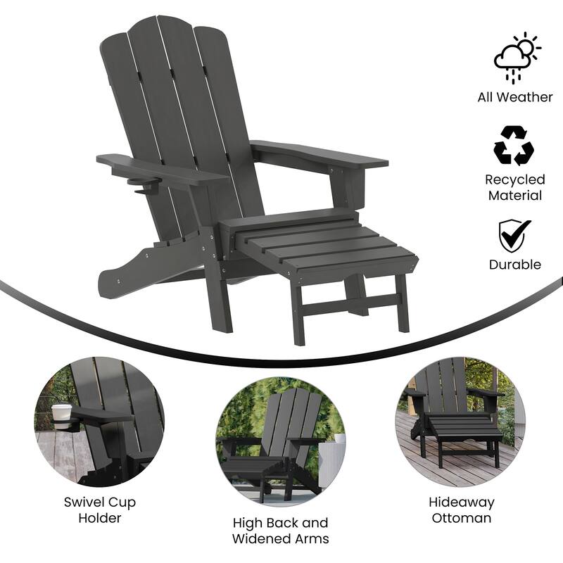 Flash Furniture FFOF81757 Jean 34" Wide Polyethylene Adirondack Chair