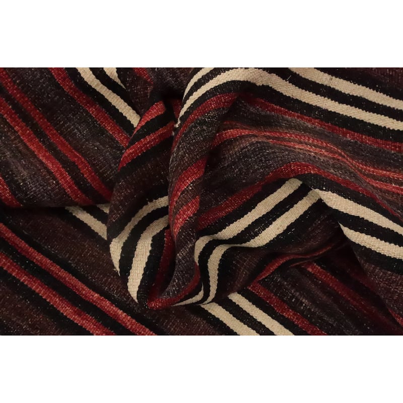 Hand Woven Oriental 100% Wool Carpet Southwestern Geometric Red Kilim Area Rug - 11' 5'' X 5' 1''
