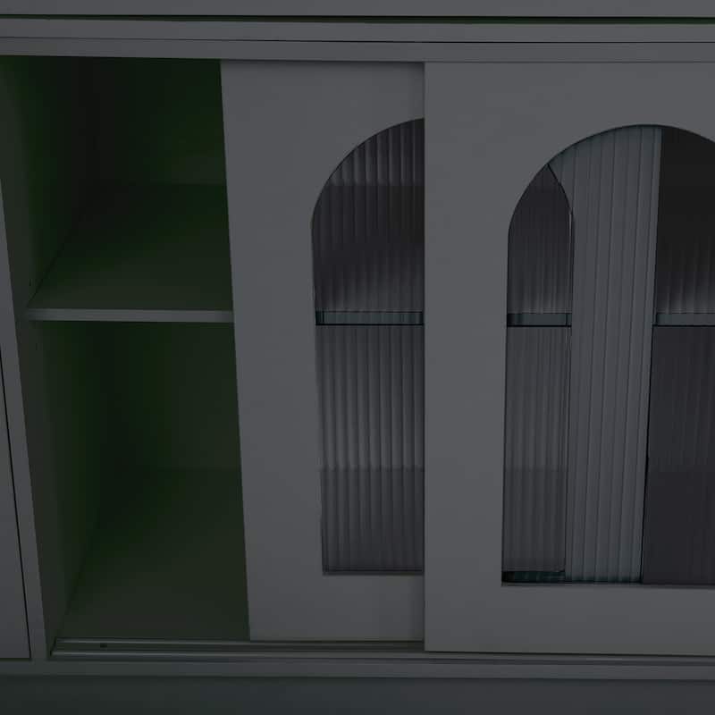 63" Freestanding Buffet Hutch with Power Outlet, 6 Drawers, 5 Cabinets, Adjustable Shelves & Coffee Bar Storage