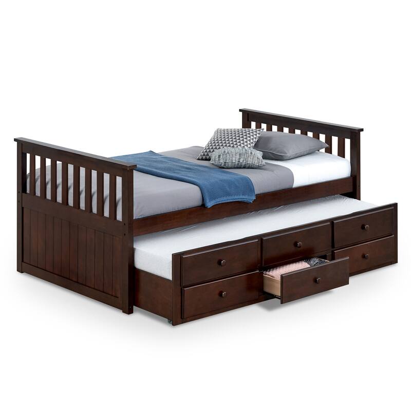 Furniture of America Zorina Twin Captain Bed with Trundle and Three Drawers