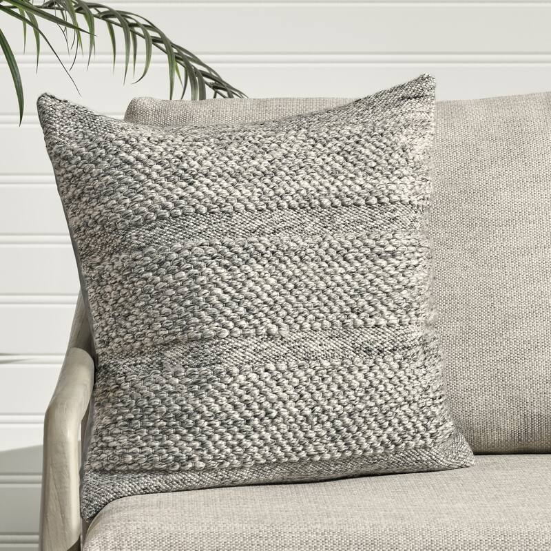 Villa by Classic Home Ford Recycled Fabric Throw Pillow - 24x24 - Grey