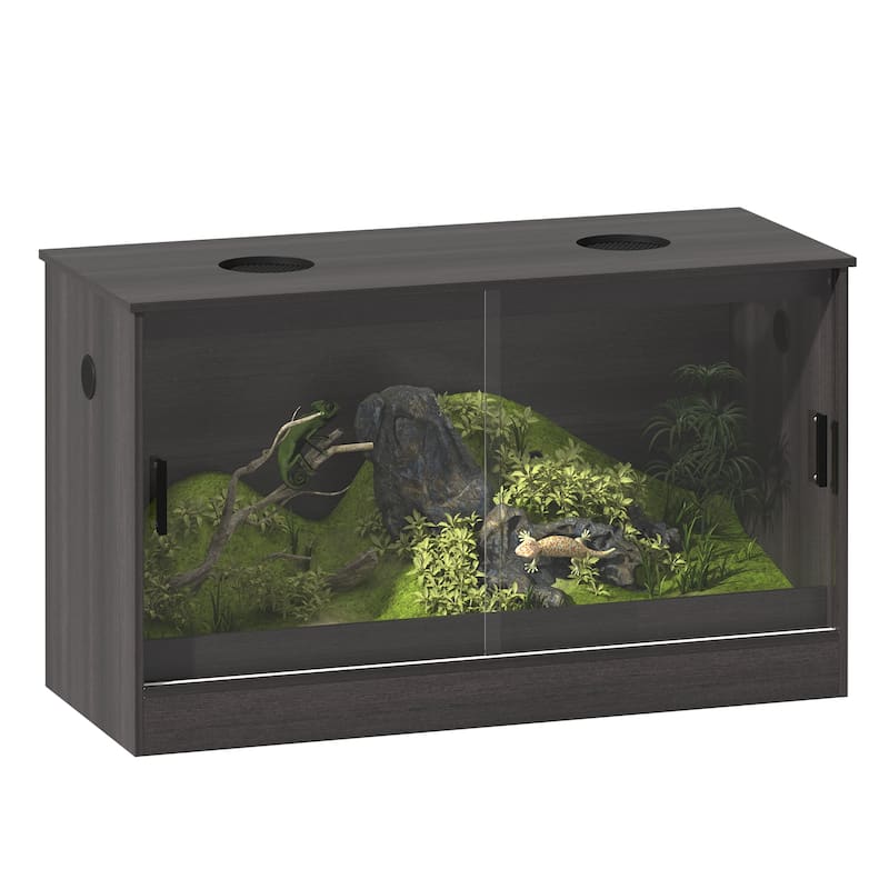 Glass Terrarium Tank with Ventilation Reptile & Amphibian Enclosure Hamster Cage Bunny Hideout Small Animals