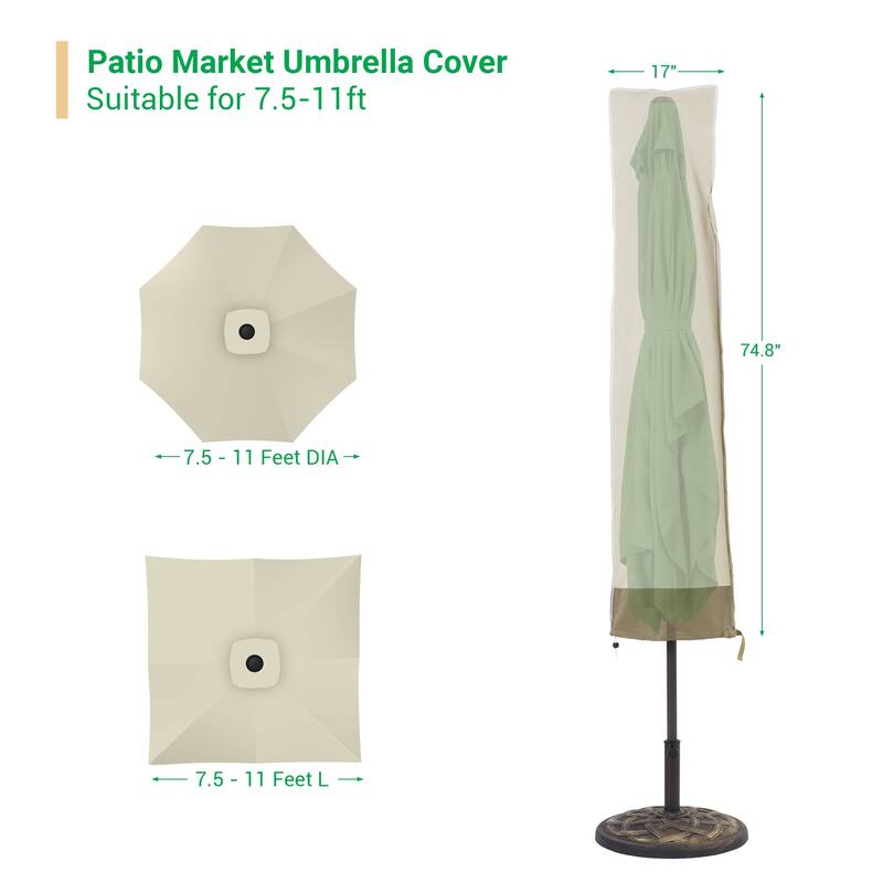 LIVOOSUN Patio Market Umbrella Covers 600D UV Resistant, Fits 9ft-11ft