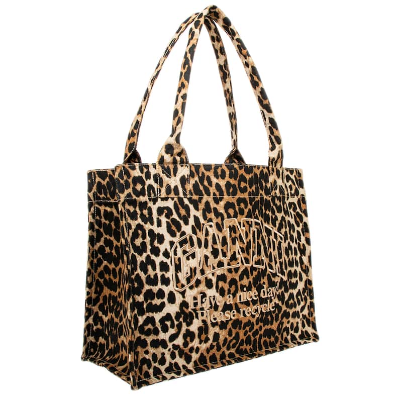 Ganni Shopper Tote in Leopard Print