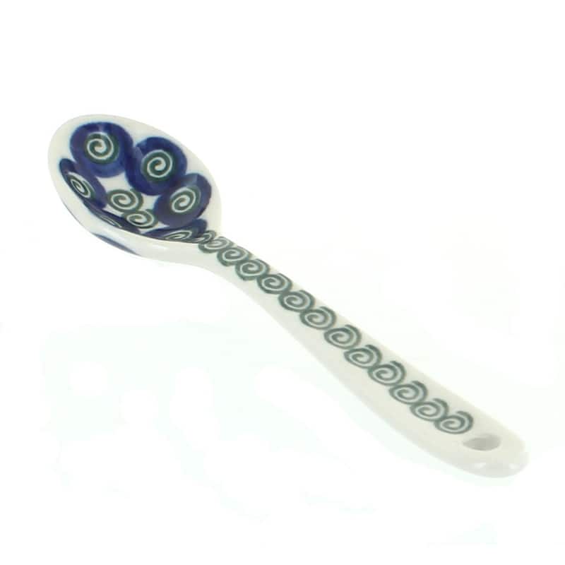 Blue Rose Polish Pottery 592 Ceramika Artystyczna Sugar Spoon - Peacock Swirl