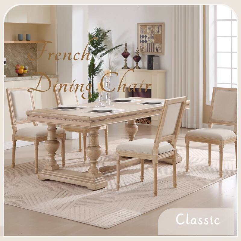 French Country Wire Drawing & Carving Techniques Dining Chairs with Backrest (Set of 2)