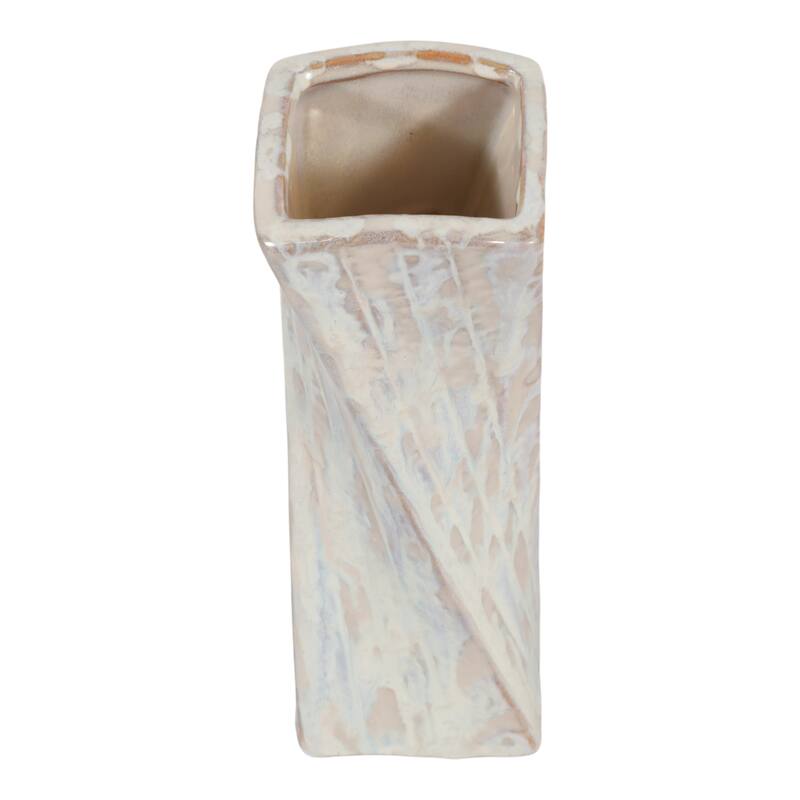 Decorative Vase - Ivory Ceramic Twist Design