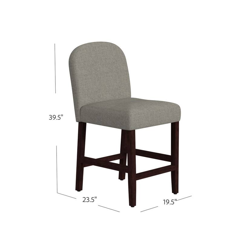 HomePop Rounded back Upholstered Counter stool-Gray Woven