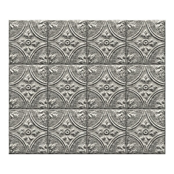 Shop Restored Tile Silver Peel & Stick Backsplash Tiles - 72in x 18in x