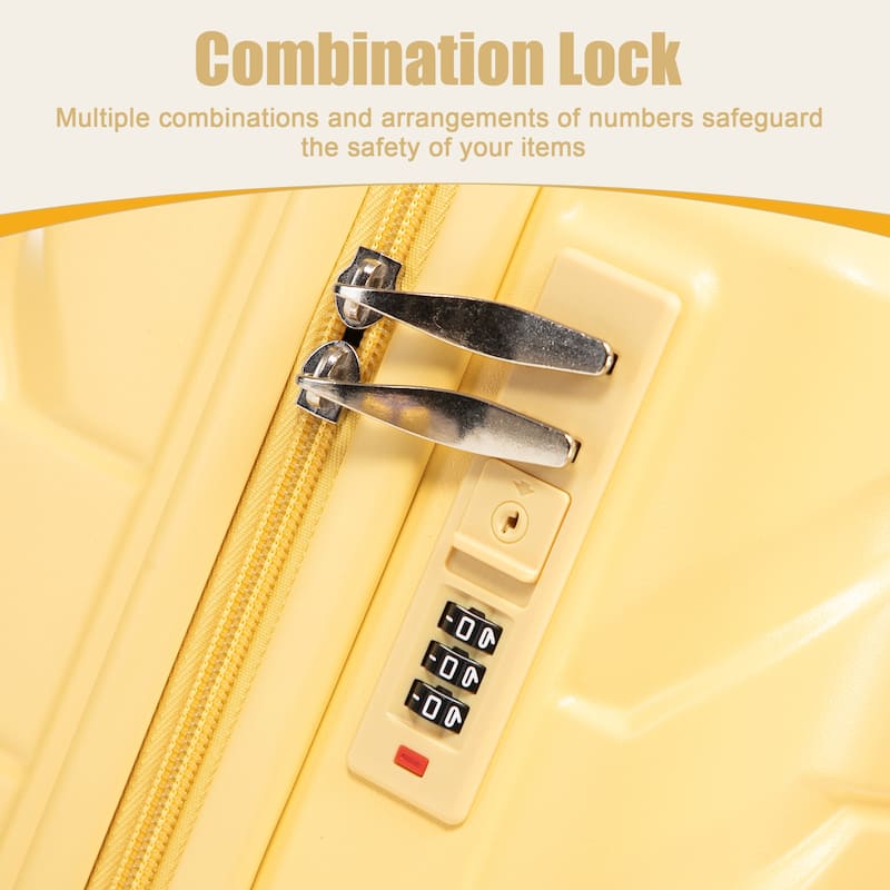 20 Inch ABS Hard Shell Travel Checked Luggage, Scratch Resistant Surface Four Multi-Directional Wheels, With Combination Lock