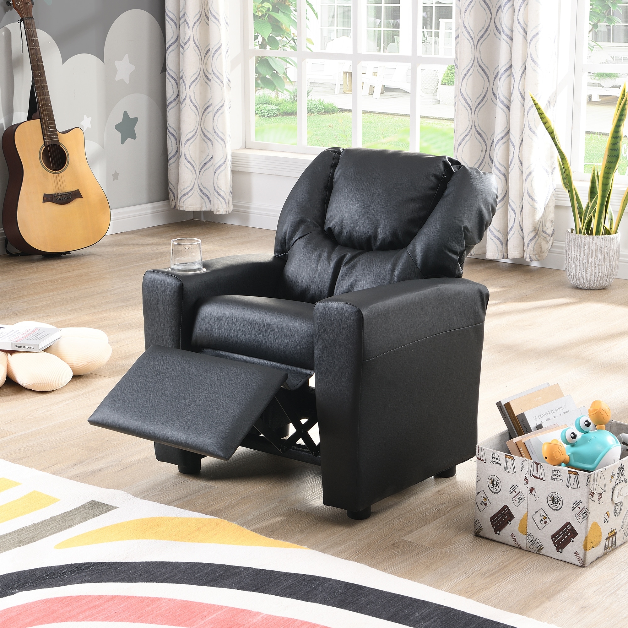 Kids Recliner Chair PVC Sofa Chair Adjustable Theater Lounge Chair
